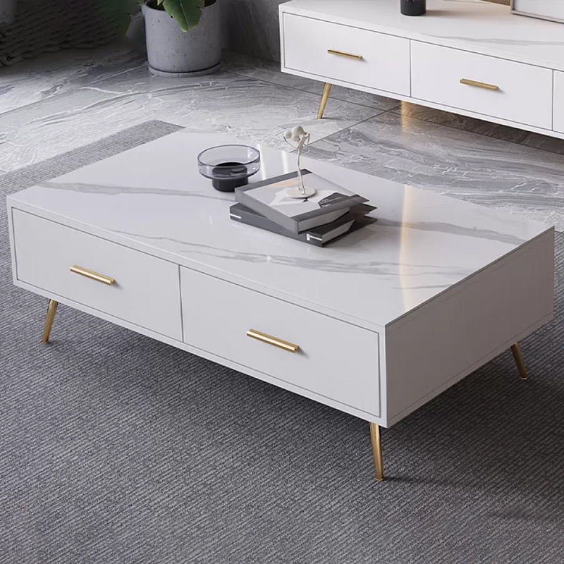 Slate Coffee Table Glam Nesting Coffee Table Set with Storage Drawers
