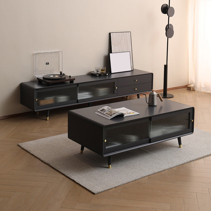 Solid Wood Rectangle Cocktail Table Modern No Distressing Single Coffee Table