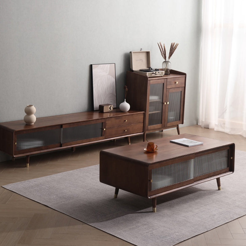 Solid Wood Rectangle Cocktail Table Modern No Distressing Single Coffee Table
