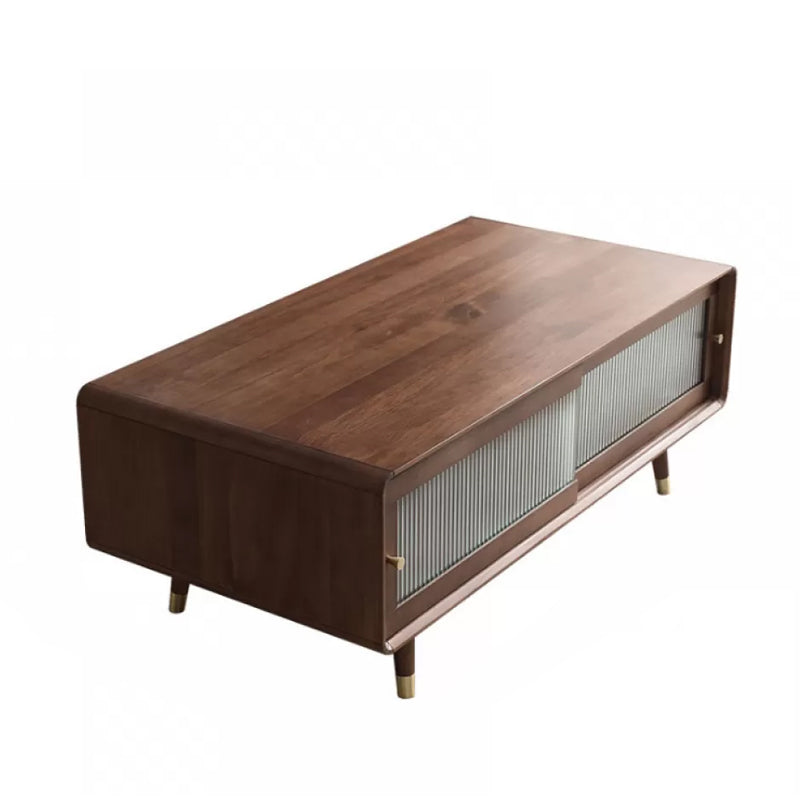 Solid Wood Rectangle Cocktail Table Modern No Distressing Single Coffee Table