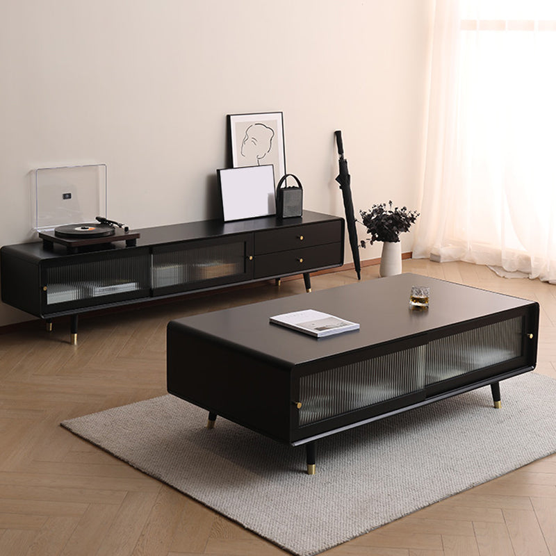 Solid Wood Rectangle Cocktail Table Modern No Distressing Single Coffee Table