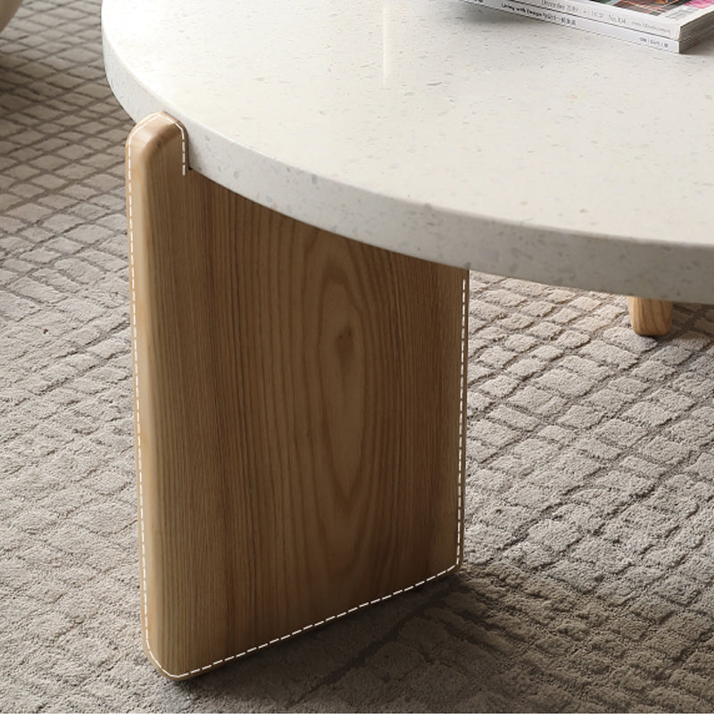 Contemporary Coffee Table 3 Legs Round Stone Coffee Cocktail Table