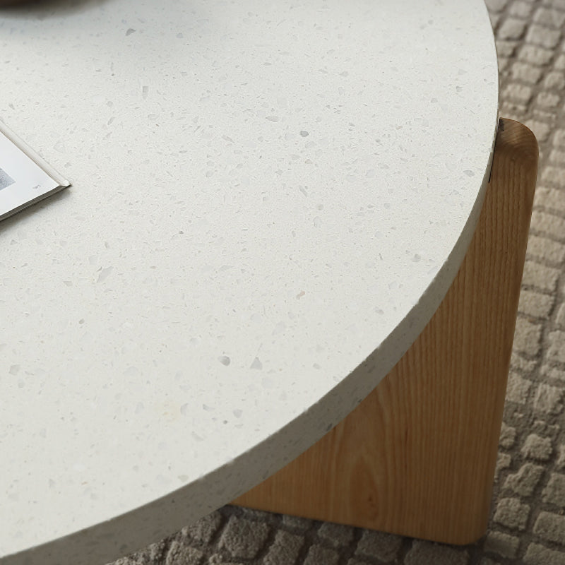 Contemporary Coffee Table 3 Legs Round Stone Coffee Cocktail Table