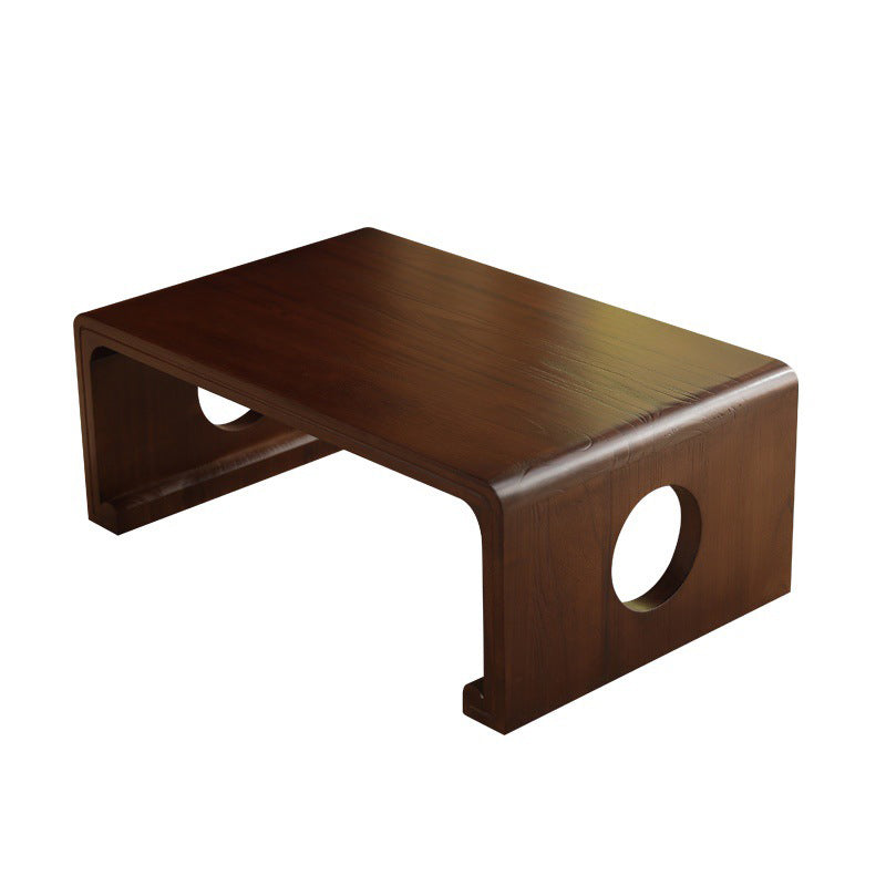 Solid Wood Single Coffee Table Rectangle Modern Sled Cocktail Table
