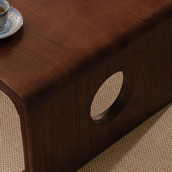 Solid Wood Single Coffee Table Rectangle Modern Sled Cocktail Table