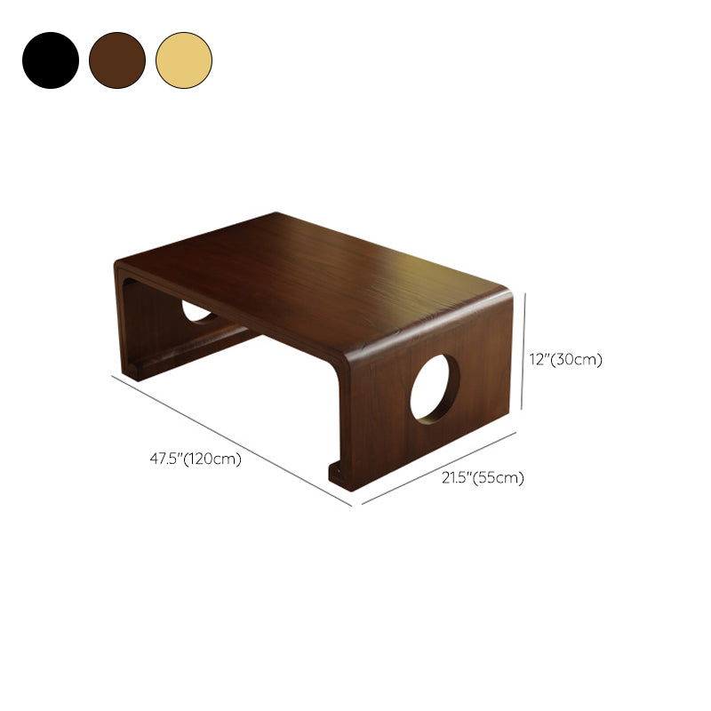 Solid Wood Single Coffee Table Rectangle Modern Sled Cocktail Table