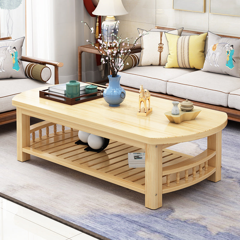 Contemporary Coffee Table Storage Solid Wood Coffee Cocktail Table