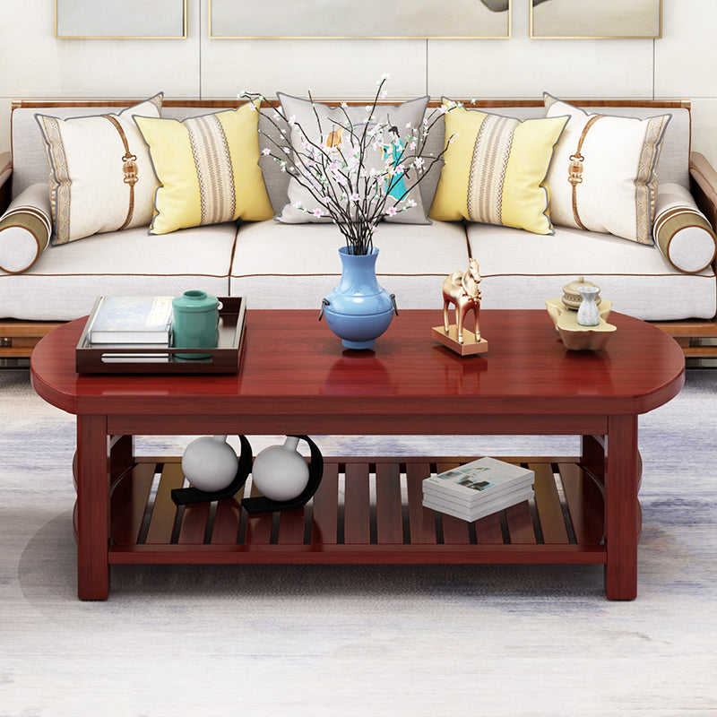 20"H Contemporary Coffee Table Solid Wood Storage Coffee Cocktail Table