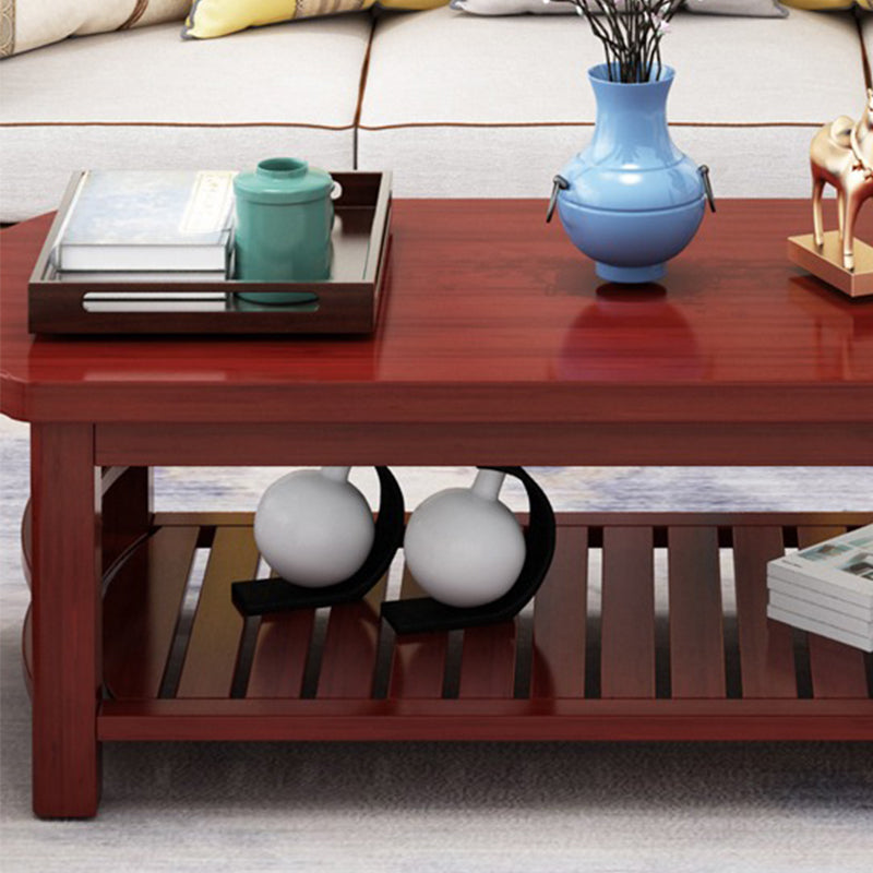 20"H Contemporary Coffee Table Solid Wood Storage Coffee Cocktail Table
