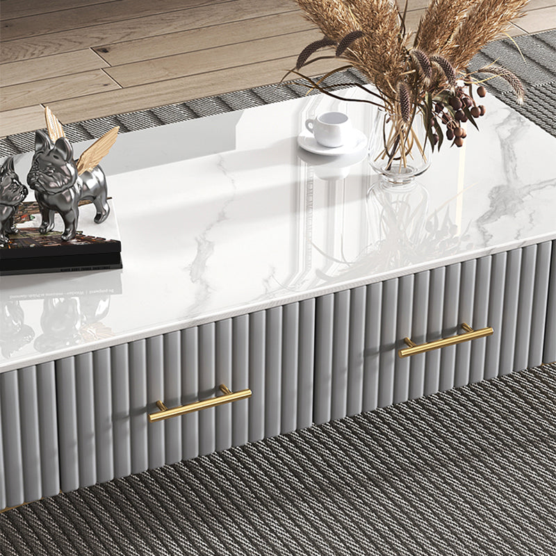 16"H Glam Coffee Table Rectangle 4 Legs Coffee Cocktail Table