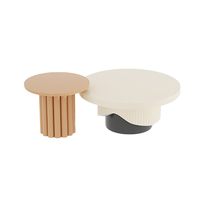 Contemporary Coffee Table Wooden Pedestal Round Coffee Cocktail Table