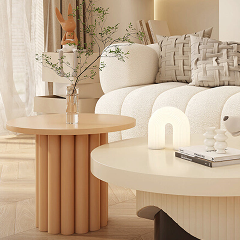 Contemporary Coffee Table Wooden Pedestal Round Coffee Cocktail Table