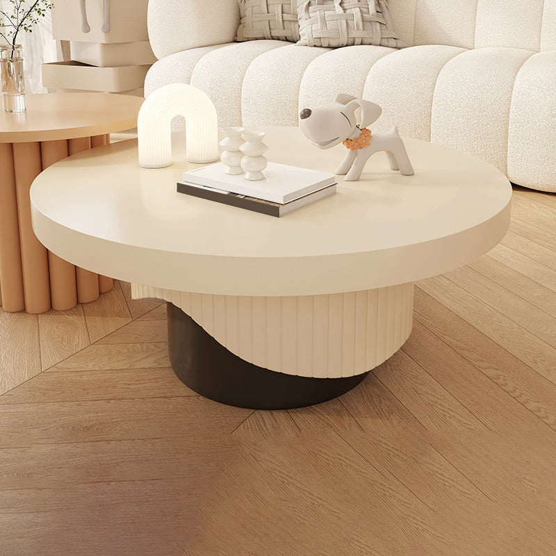 Contemporary Coffee Table Wooden Pedestal Round Coffee Cocktail Table