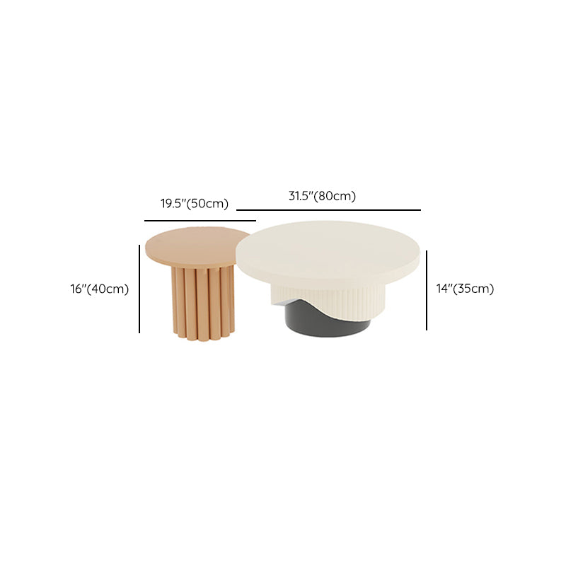 Contemporary Coffee Table Wooden Pedestal Round Coffee Cocktail Table