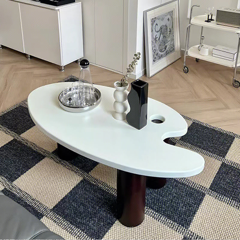 16"H Contemporary Coffee Table White 3 Legs Coffee Cocktail Table