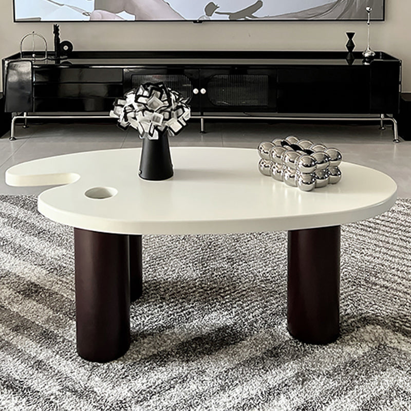 16"H Contemporary Coffee Table White 3 Legs Coffee Cocktail Table