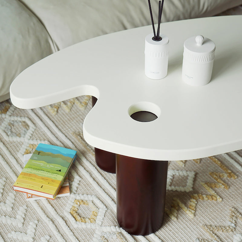 16"H Contemporary Coffee Table White 3 Legs Coffee Cocktail Table