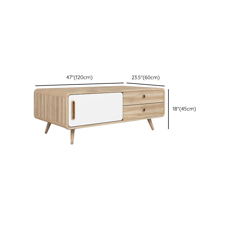 Rectangle Cocktail Table Modern 4 Legs Wood Single Coffee Table