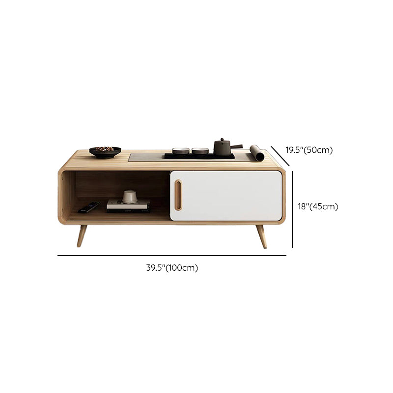 Rectangle Cocktail Table Modern 4 Legs Wood Single Coffee Table
