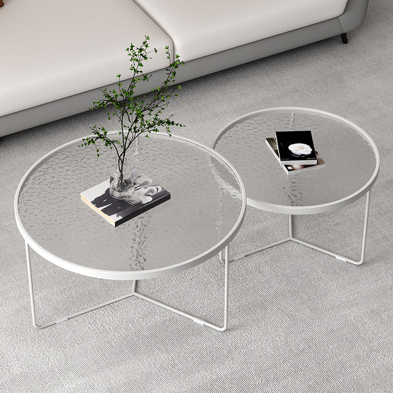 Modern Round Coffee Table Glass Top Nesting Coffee Table Set