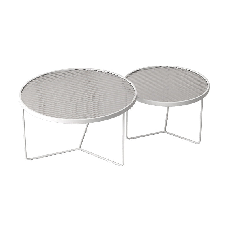 Modern Round Coffee Table Glass Top Nesting Coffee Table Set