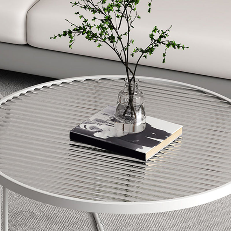 Modern Round Coffee Table Glass Top Nesting Coffee Table Set