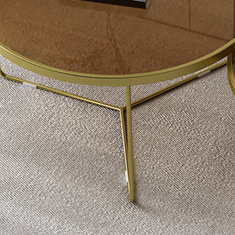 Modern Round Coffee Table Glass Top Nesting Coffee Table Set