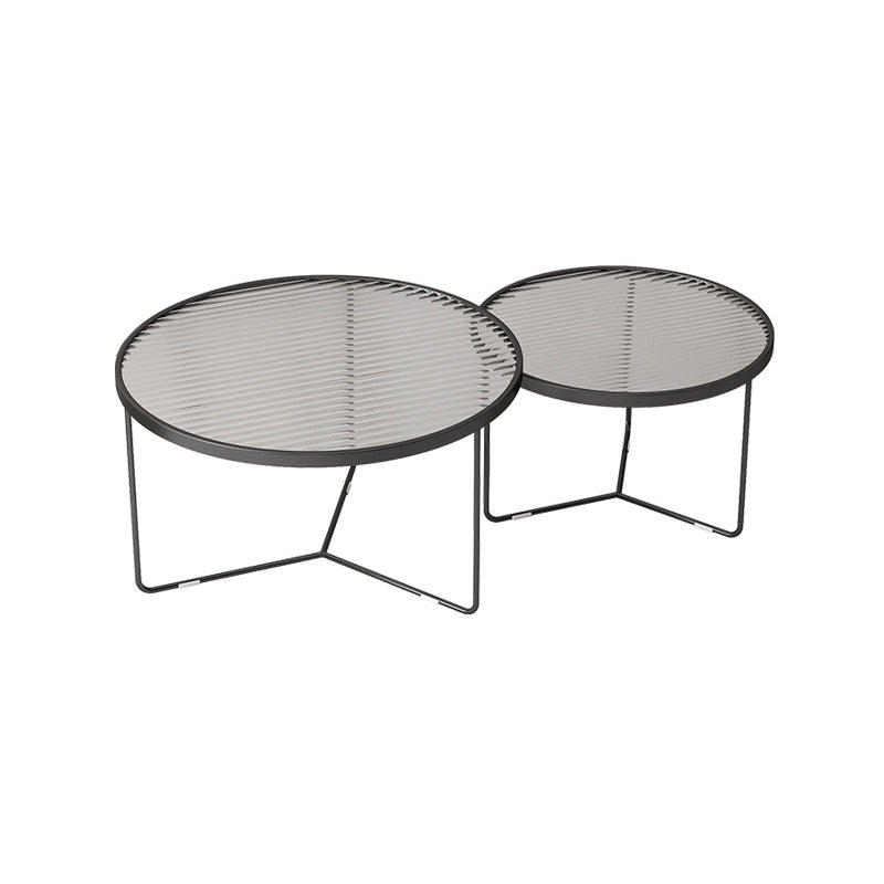 Modern Round Coffee Table Glass Top Nesting Coffee Table Set