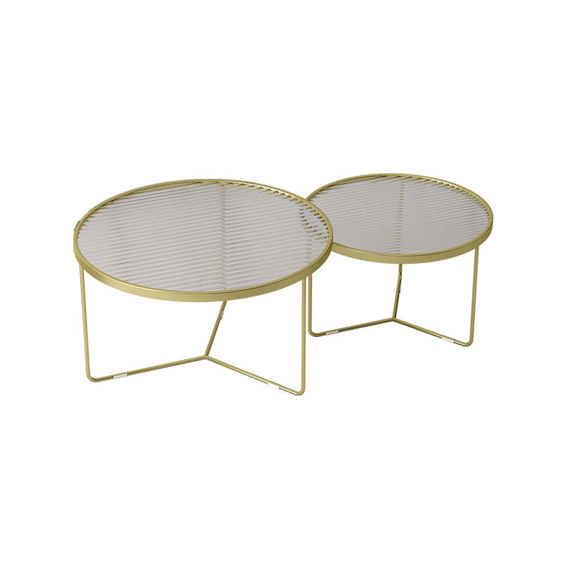 Modern Round Coffee Table Glass Top Nesting Coffee Table Set