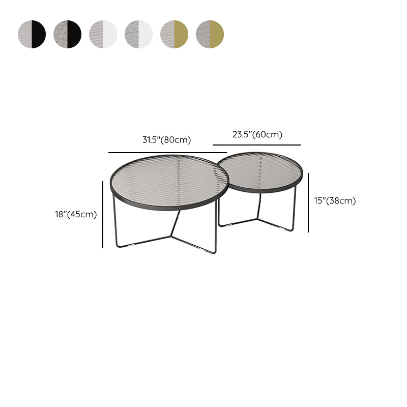 Modern Round Coffee Table Glass Top Nesting Coffee Table Set