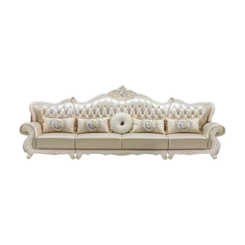 Rustic Tufted Nailhead Sectional Flared Arm Genuine Leather Sectional