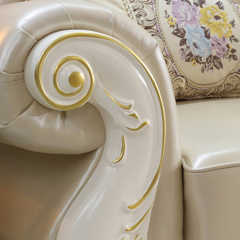 Rustic Tufted Nailhead Sectional Flared Arm Genuine Leather Sectional