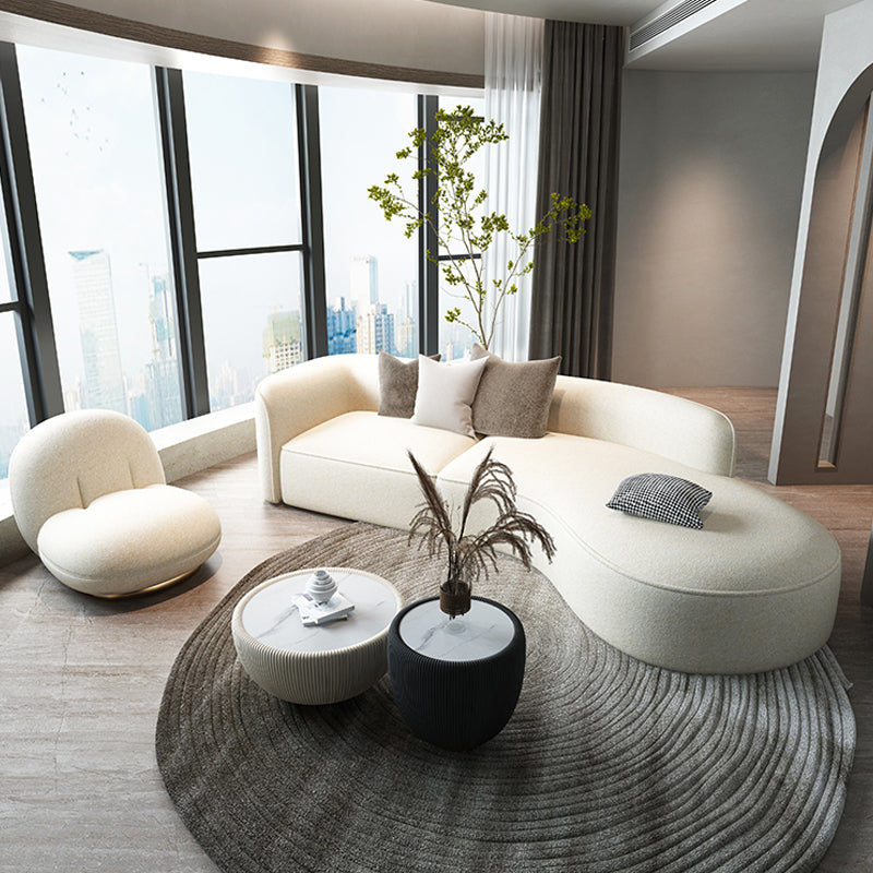 Faux Leather Scandinavian Sectional Sofa Stain-resistant White Sectional