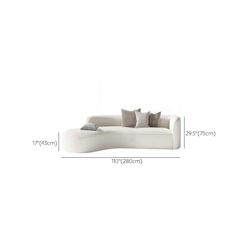 Faux Leather Scandinavian Sectional Sofa Stain-resistant White Sectional
