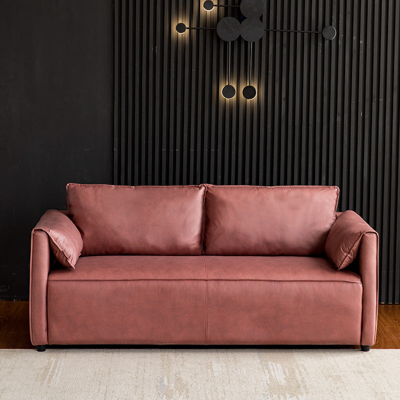 29.52" H Solid Color Faux Leather Sofa Wood Frame Pillow Top Arm Sofa