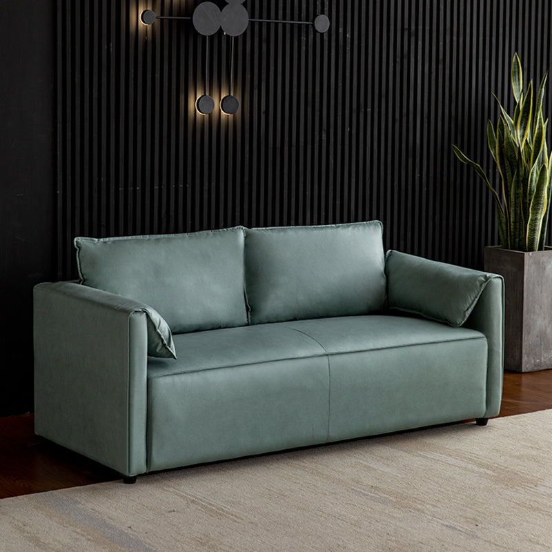 29.52" H Solid Color Faux Leather Sofa Wood Frame Pillow Top Arm Sofa