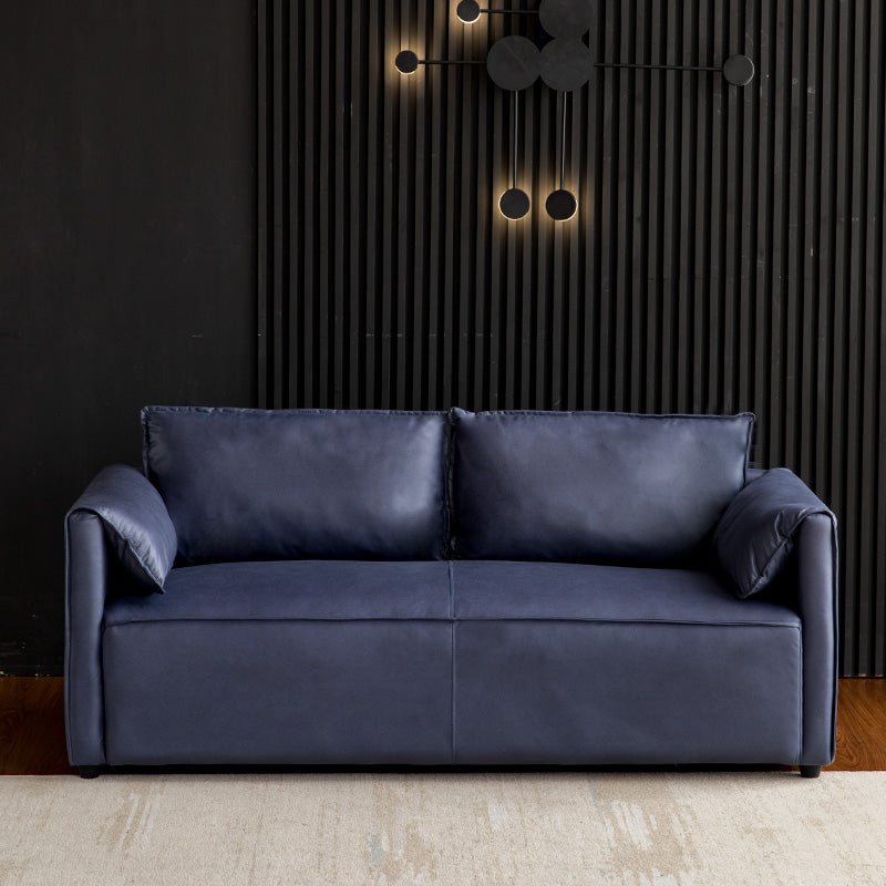 29.52" H Solid Color Faux Leather Sofa Wood Frame Pillow Top Arm Sofa