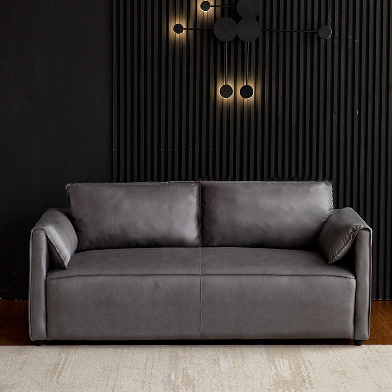 29.52" H Solid Color Faux Leather Sofa Wood Frame Pillow Top Arm Sofa