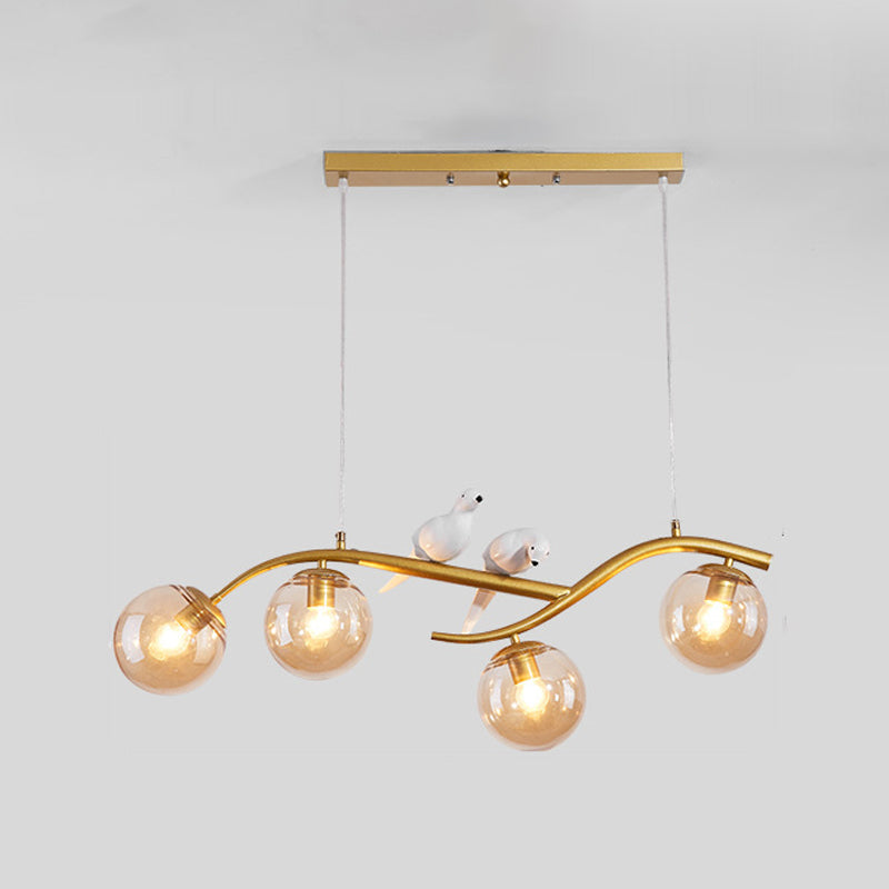 Contemporary Glass Island Lighting Fixture Creative Hanging Light for Dining Room