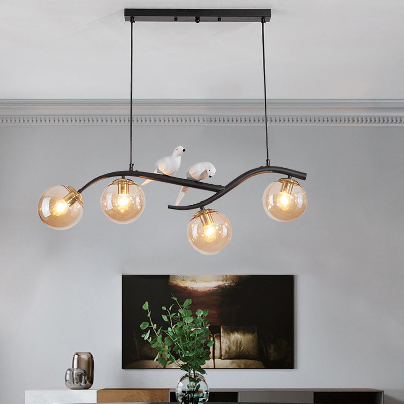 Contemporary Glass Island Lighting Fixture Creative Hanging Light for Dining Room