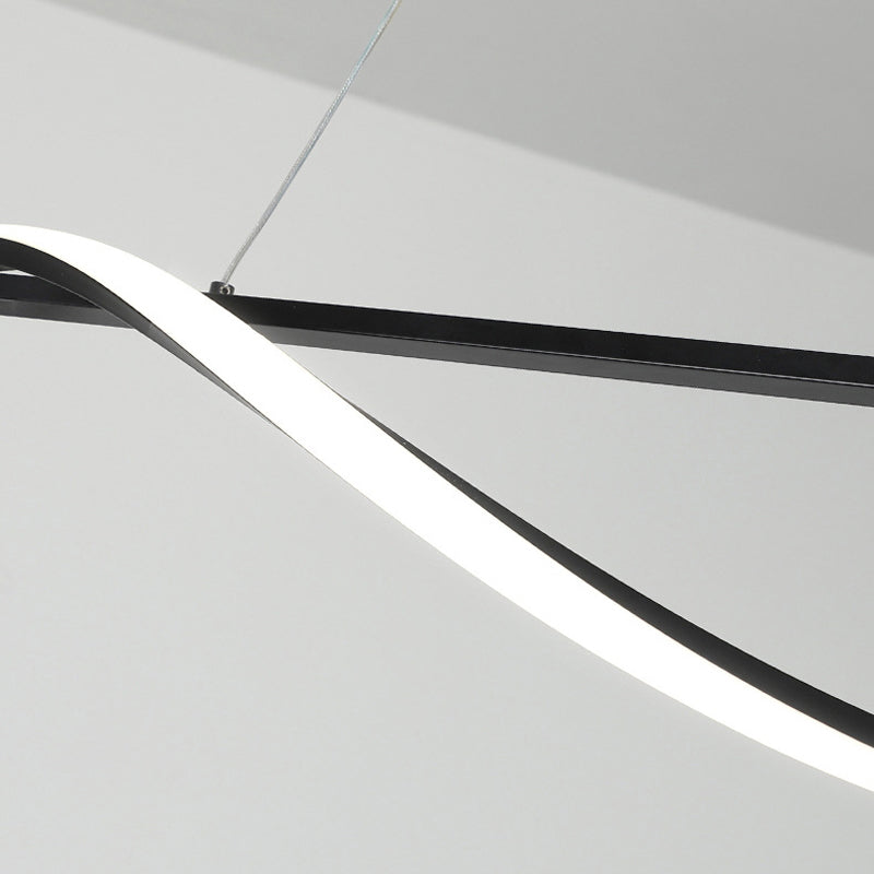 Metal Linear Pendant Light Kit Modern 1 Light Island Lights in Black