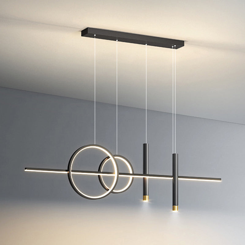 5-Light Modernism Golden/Black Island Lighting LED Ceiling Light for Kitchen