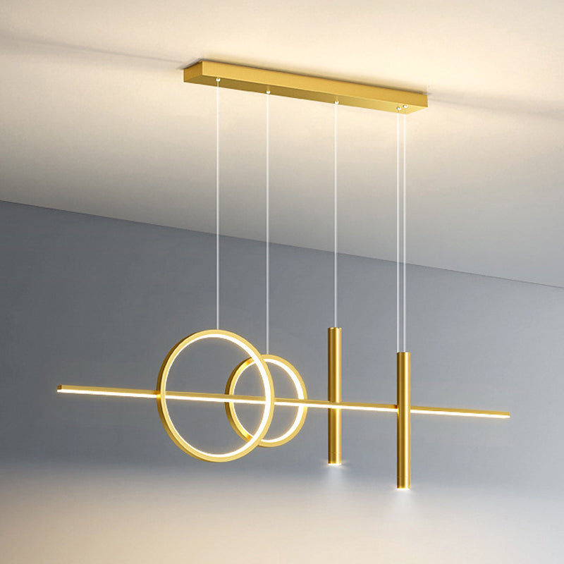 5-Light Modernism Golden/Black Island Lighting LED Ceiling Light for Kitchen