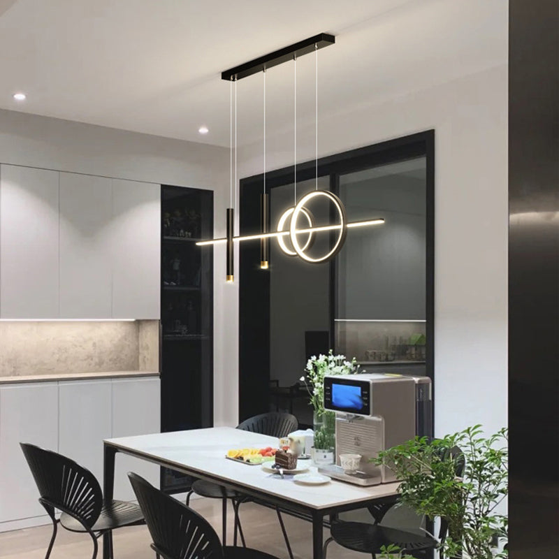 5-Light Modernism Golden/Black Island Lighting LED Ceiling Light for Kitchen