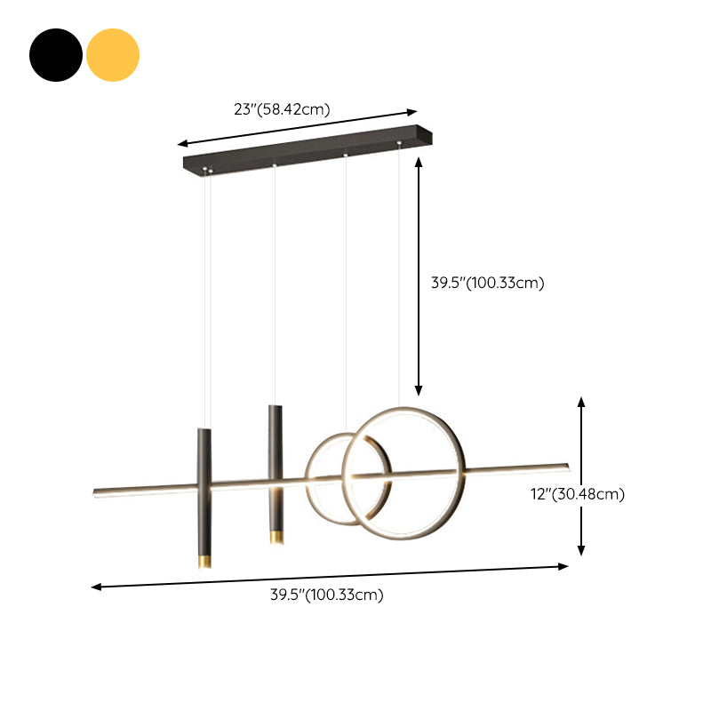 5-Light Modernism Golden/Black Island Lighting LED Ceiling Light for Kitchen