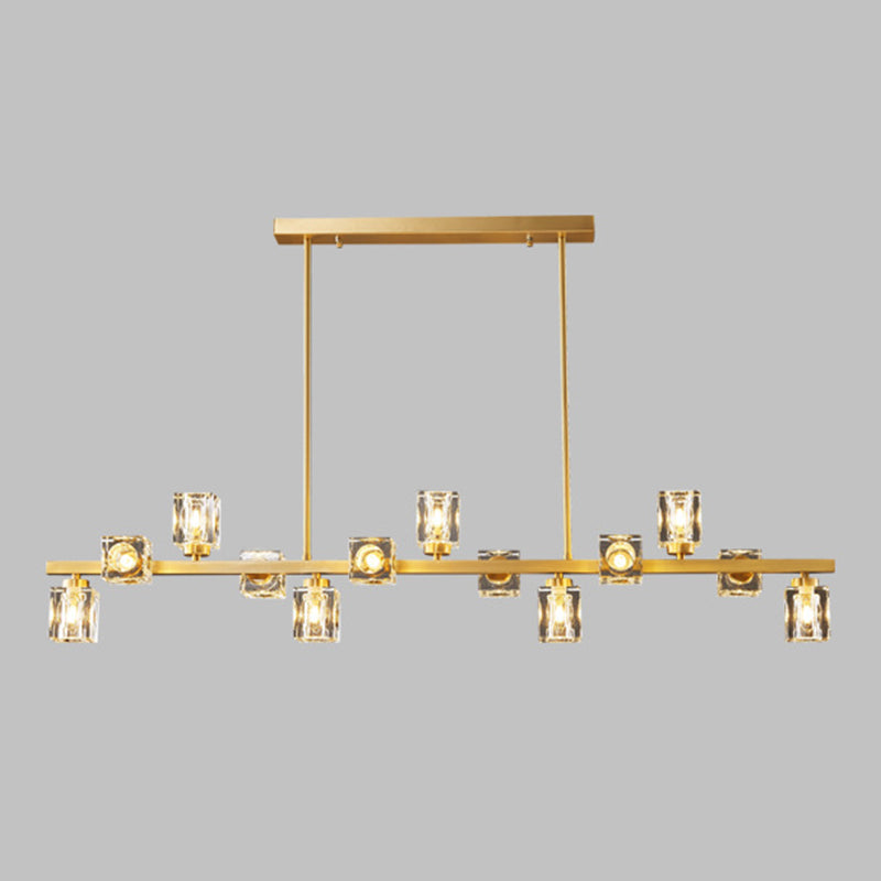 Contemporary Golden Kitchen Island Lighting 7/9/11/13/15-Light Crystal Ceiling Light