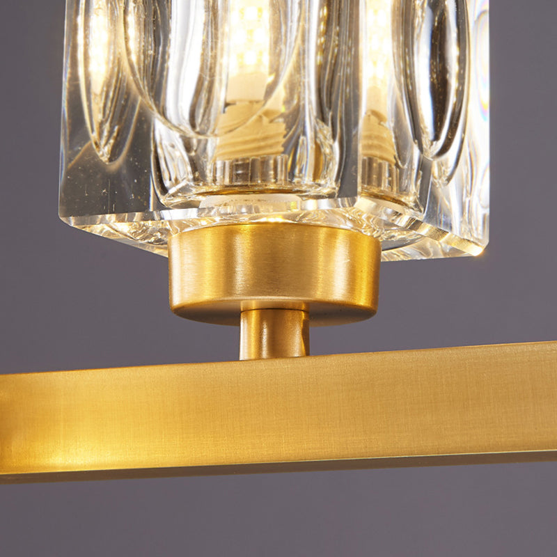 Contemporary Golden Kitchen Island Lighting 7/9/11/13/15-Light Crystal Ceiling Light