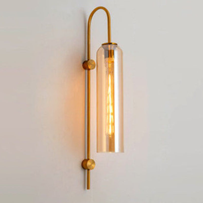 Glass Cylinder Wall Light Sconces Minimalism 1 Light Wall Mounted Lamp