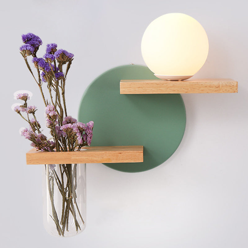 Modern Style Wall Light Fixture Wooden Wall Light Sconce without Plants for Bedroom