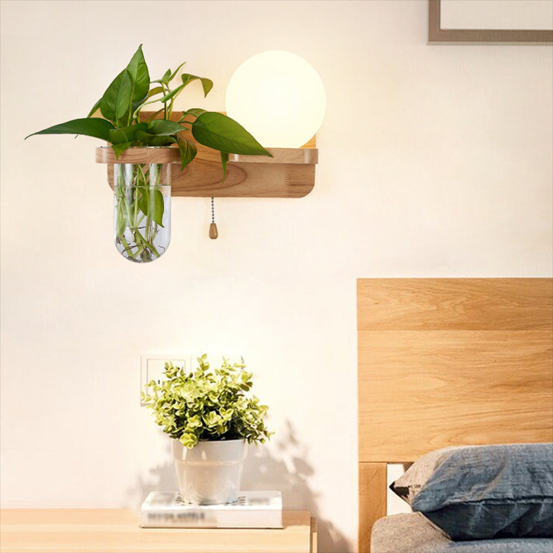 Modern Style Wall Light Fixture Wooden Wall Light Sconce without Plants for Bedroom